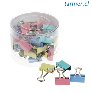 TAR2 40Pcs Colorful Metal Binder Clips File Paper Clip Office Supplies 19mm Width
