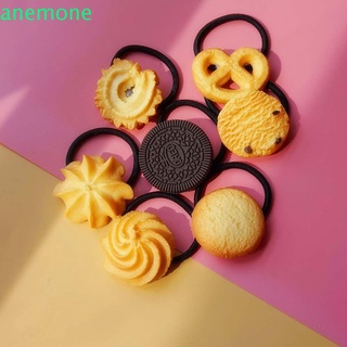 Anemone niñas galletas anillos de pelo dulce cuerdas estilo coreano galletas pasador Headwear moda Oreo en forma de mantequilla galletas lazos de pelo