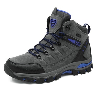 Tamaño 39-45 hombres Casual impermeable gamuza senderismo zapatos al aire libre antideslizante zapatos altos zapatos gris (1)