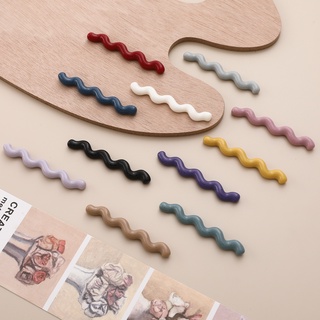Korean Fun Color Wave Line Resin Patch Barrettes Ear StudsDIYHandmade Ornament Earrings Accessories Material Beaded Loose Beads Original Retroins