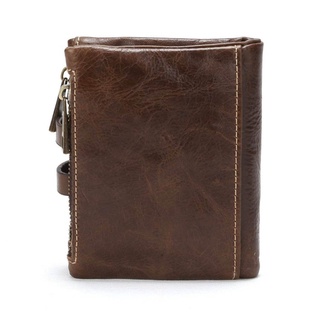 SKELETON Men RFID Blocking Wallet Vintage Leather Short Purse Bifold with Coin Change Pocket Large Capacity (4)