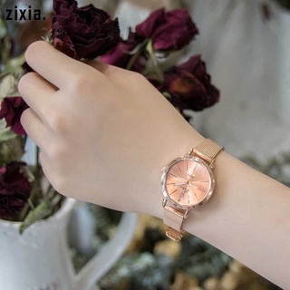 reloj de pulsera de cuarzo con correa de aleación portátil redondo casual regalo de cumpleaños para mujer