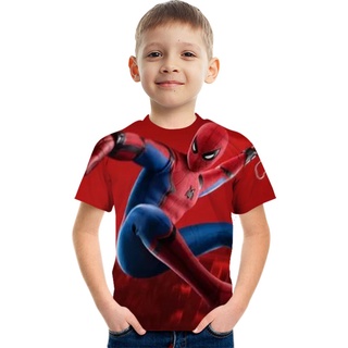 Vengadores Spiderman 3D Anime impresión verano niños cuello redondo manga corta camiseta