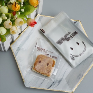 (waterheadr) 100pcs lindo sonrisa cara galletas bolsas autoadhesivas plástico galletas bolsa de embalaje en venta