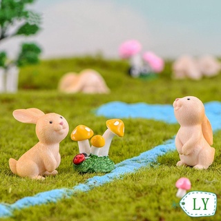 LY Decoración Del Hogar Micro Paisaje Adorno De Resina Conejo Figuritas Lindo Mini Animal Miniatura De Hadas Jardín Liebre