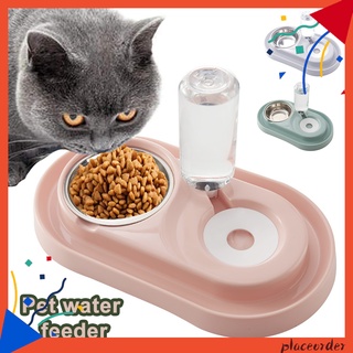 placeorder 2 en 1 pet dogs gatos alimentador tazón dispensador de alimentos con botella de agua automática