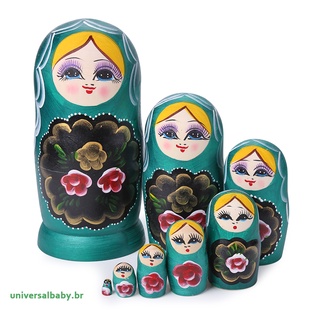 Figuras De Matryoshka rusas De 7 capas Verdes