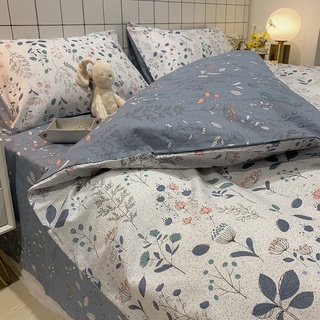 Ins estilo cama de algodón de cuatro piezas de algodón completo 100 hojas funda nórdica net celebrity sábana de tres piezas ropa de cama (1)