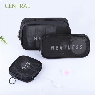 CENTRAL Men Organizer Breathable Makeup Bag Digital Storage Bag Women Travel Fashion Mesh Multi-function Cosmetic Pouch