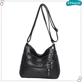 Fashion Retro Women Crossbody Bag Shoulder Bag Soft PU Leather Handbags Purses Multi Pocket Tote