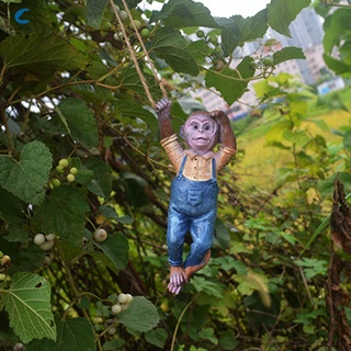 lindo mono estatua pintada a mano de resina artesanía al aire libre micro paisaje decoración para jardín patio (4)