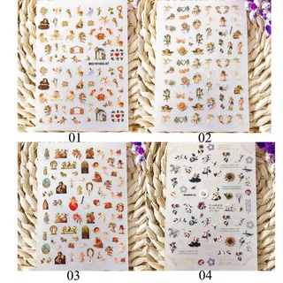 ANILLOS,CL Nail Beauty 3D Nail Art Sticker DIY Nail Decal Stickers Angel Pattern Stickers Nail Water Slides Water Transfer Stickers Manicure Decor Nail Art Decoration Flower And Leaf Pattern (2)