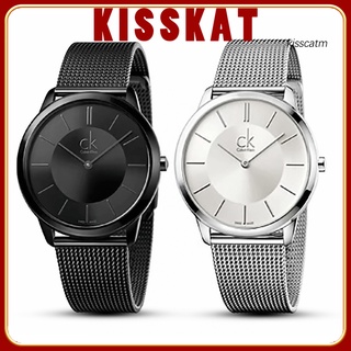 KISS-GFX CK reloj de pulsera de cuarzo analógico analógico redondo con correa de malla para hombre y mujer regalo