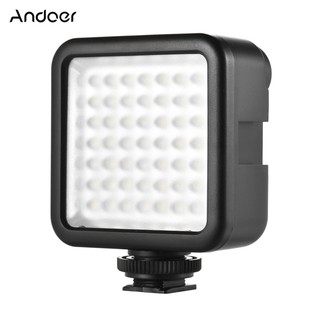 Andoer W49 Mini cámara de enclavamiento LED Panel de luz regulable videocámara iluminación de vídeo