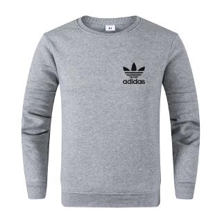 Adidas jersey suéter de los hombres 2019 primavera y otoño cuello redondo clásico logotipo de impresión stretch plus terciopelo casual mangas largas