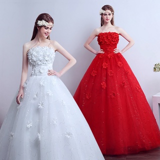 vestido de novia rojo sin tirantes 2021 nuevo elegante vestido de novia simple estilo coreano slim fit adelgazar estilo coreano smal