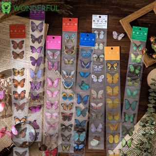 Maravilloso 8 diseños mariposa coleccionista serie DIY transparente mariposa pegatinas de mano cuenta decoración Material separado cinta larga tira Vintage
