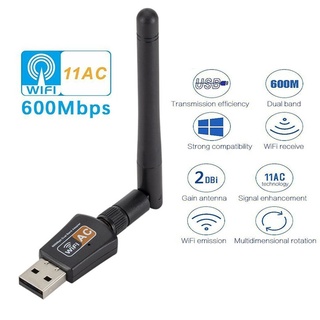 accessto Dual Band 600M 2.4/5.8GHz WiFi Receiver USB Network Card Adapter with Antenna