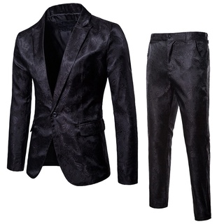 feiyan traje de los hombres delgado de 2 piezas traje blazers negocios boda fiesta chaqueta abrigo y pantalones