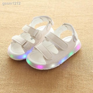 moda niños niñas luces led hueco velcro transpirable suave sandalias zapatos (3)