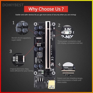 (Domybest) Pci Express tarjeta elevadora 1X a 16X PCI-E extensor USB 3.0 Cable 6Pin alimentación