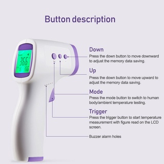 Termometro infravermelho digital, dispositivo eletronico com laser para medicao de temperatura corporal e febre pela testa, sem (7)