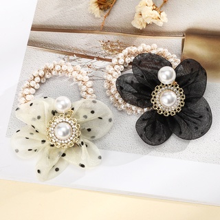 Perla cristal flor cuerda elástica cuentas chica pelo lazo anillo de pelo accesorios para el cabello (1)