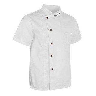 2xUnisex Chef Chaquetas Abrigo Camisa de Manga Corta Uniformes de Cocina M Blanco