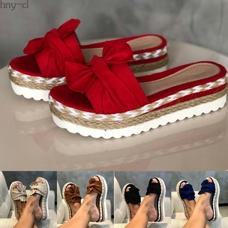 zapatillas de las mujeres sandalias de verano bowknot zapatillas con suela gruesa plataforma mujer zapatos de playa