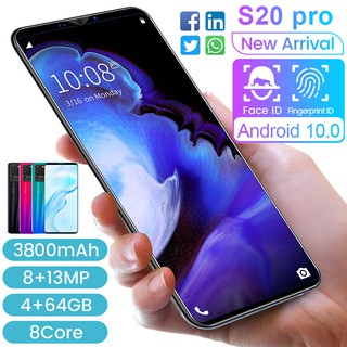 S20pro Smart Phone pulgadas 4GB RAM+64GB ROM doble tarjeta Dual Standby reconocimiento facial Smartphone