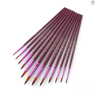 MJ profesional 12 piezas punta redonda punta pincel Set de diferentes tamaños con pelo de nailon Bicolor mango de madera Paintbrushes