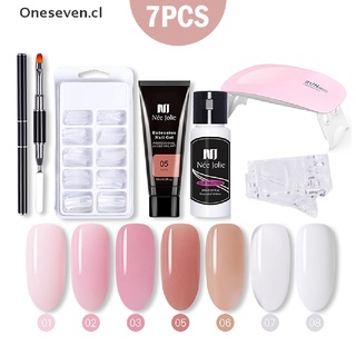 【Oneseven】 7PCS Poly Extension Nail Gel Kit All For Manicure Set Fast Building Gel Polish 【CL】 (1)