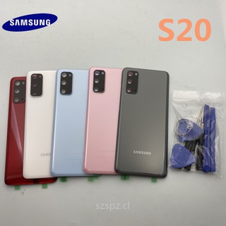 Reemplazo 100% original Samsung Galaxy S20 G980 G980F SM-G980F Tapa trasera de la batería Carcasa de la puerta + Marco de vidrio de la cámara + herramientas
