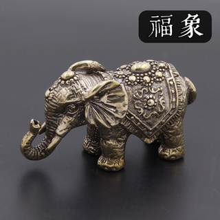 Pequeño elefante de cobre decoración de cobre puro sólido Ruyi riqueza y suerte elefante piezas de mano ceremonia de té adornos de té envuelta antigua pulpa de bronce antiguo