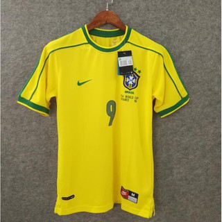 1998 camiseta Retro Brasil Nacional Ronaldo Jersey