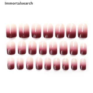 Immortalsearch 24Pcs Artificial gradiente Color Sharp uñas arte cubierta completa uñas postizas punta mi (3)