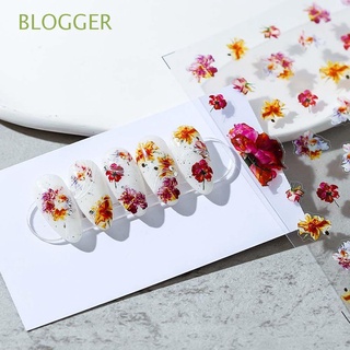 BLOGGER Fashion Flower Nails Decals Charm Nail Art Decoration 3D Floral Nail Sticker DIY Manicure Daisy Embosse Design Transfer Decals Slider Wraps Engraved Nail Sticker