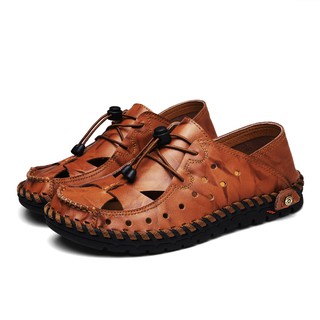 los hombres de cuero zapatillas antideslizantes diapositivas zapatos casual suela suave sandalia
