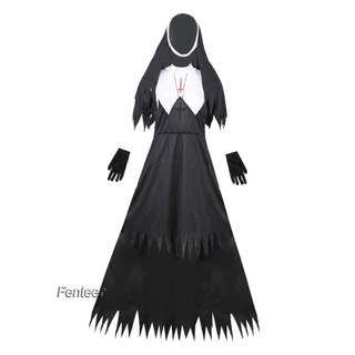 [FENTEER] Conjunto de Cosplay de fiesta de Halloween para mujer, Medieval, monja, disfraz de fiesta (2)