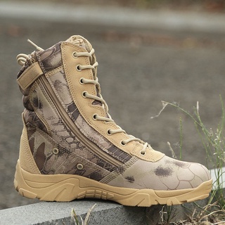 verano camuflaje botas de combate transpirable botas marinas del ejército gancho de los hombres al aire libre de alta parte superior impermeable botas tácticas zapatos de senderismo botas de desierto