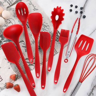Awqqww - juego de utensilios de cocina de silicona con mango de madera, utensilios de cocina, utensilios de cocina