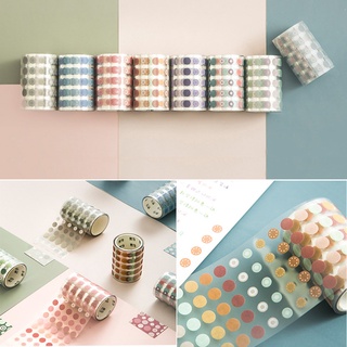 HERED Notebook Washi Tape Diary Label Scrapbooking Sticker Paper Tapes Round Dots Printed School Supplies Stationery Multi-color Decorative (5)