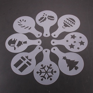 inyingu.cl 8 unids/pack de plantillas de café serie de navidad patrón de café herramienta de impresión de grado alimenticio espuma de café molde de decoración para cocinar (1)