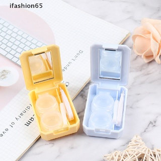 ifashion65 nuevo color caramelo portátil mini lente de contacto caso de cuidado de los ojos contenedor con espejo cl