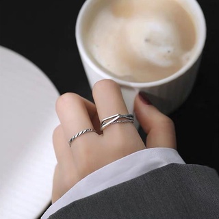 Anillo ajustable abierto de plata tailandesa dedo índice de anillo lindo simple femenino