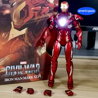 Iron Man Model Anime Avengers Figure Luminescent PVC Simulation Action Miniature for Children