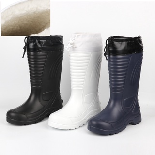 excargo zapatos de los hombres de invierno largo impermeable botas de nieve de goma rianboots plus terciopelo caliente eva botas de lluvia ligero antideslizante zapatos