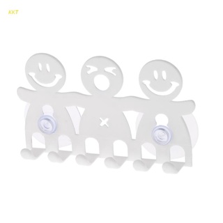 Kkt soporte para cepillo de dientes montado en la pared ventosa de 5 posiciones lindo de dibujos animados sonrisa conjuntos de baño