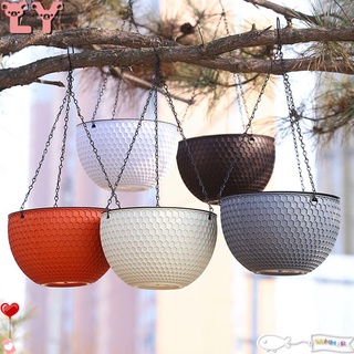 LY Drain Holes Flowerpot Indoor Plant Pot Hanging Basket Chain Dual-pots Outdoor Honeycomb Self-Watering Flower Pot/Multicolor