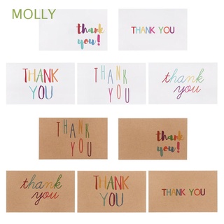 MOLLY 30PCS Package Thank You Cards Wedding Party White/Kraft Paper Label Rainbow Color Letters Gift Festival For Small Business Blank Postcard Greeting Card